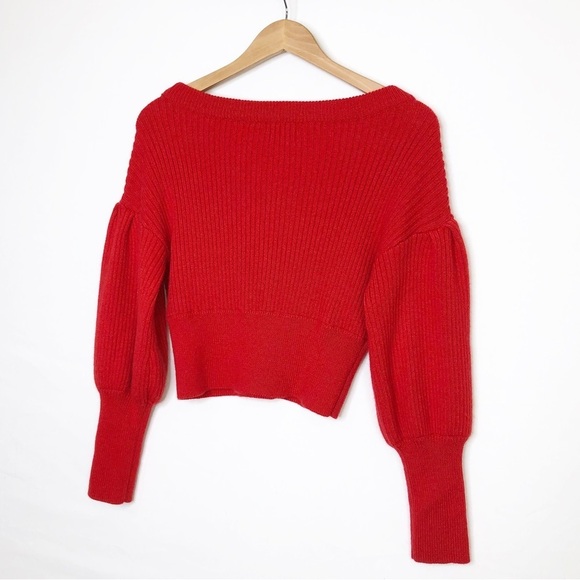 Lovers and friends, Dash, red V-neck puffed sleeve sweater ❤️ - Picture 7 of 10